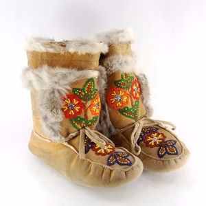 Vintage hand beaded Native American moccasins